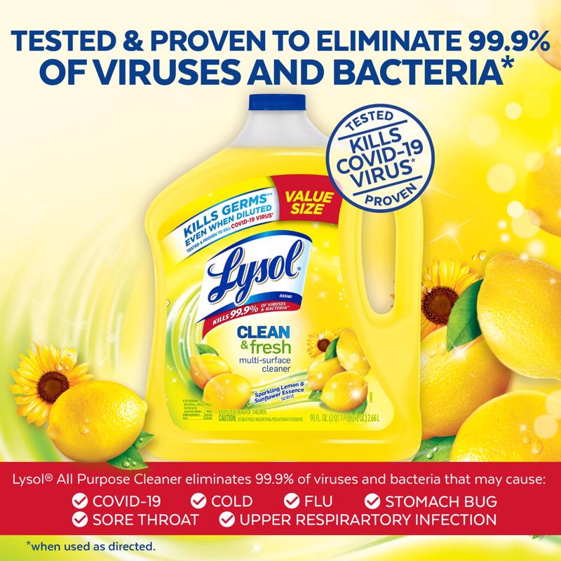 Lysol Sparkling Lemon & Sunflower Essence Scent Concentrated Multi-Purpose Cleaner Liquid 90 oz