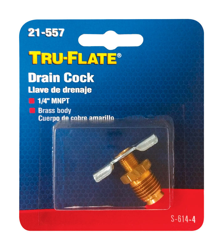 Tru-Flate Steel Drain Cock 1/4 in. Male 1 pc