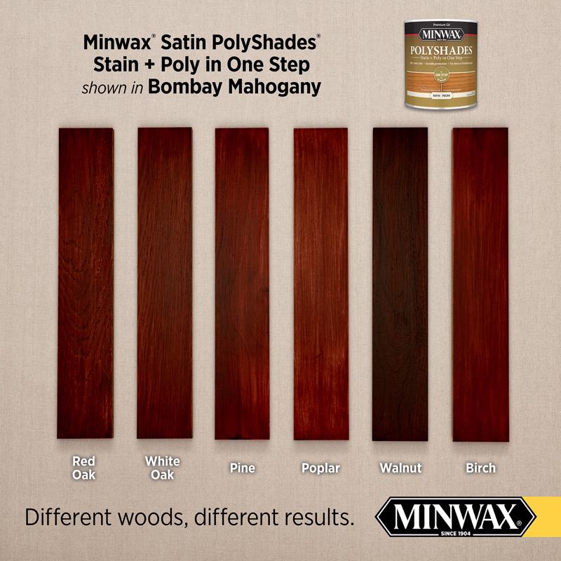 Minwax PolyShades Semi-Transparent Satin Bombay Mahogany Stain/Polyurethane Finish 1 qt