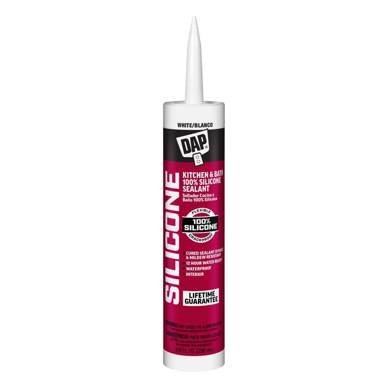 DAP White Silicone Kitchen and Bath Sealant 10.1 oz. - Total Qty: 12