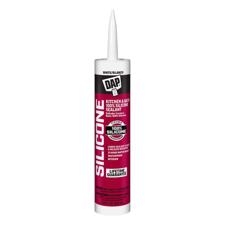DAP White Silicone Kitchen and Bath Sealant 10.1 oz. - Total Qty: 12