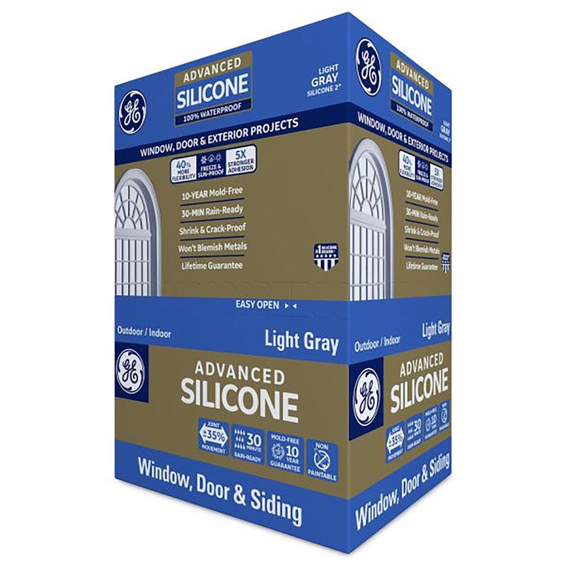 GE Advanced Light Gray Silicone 2 Window and Door Caulk Sealant 10.1 oz