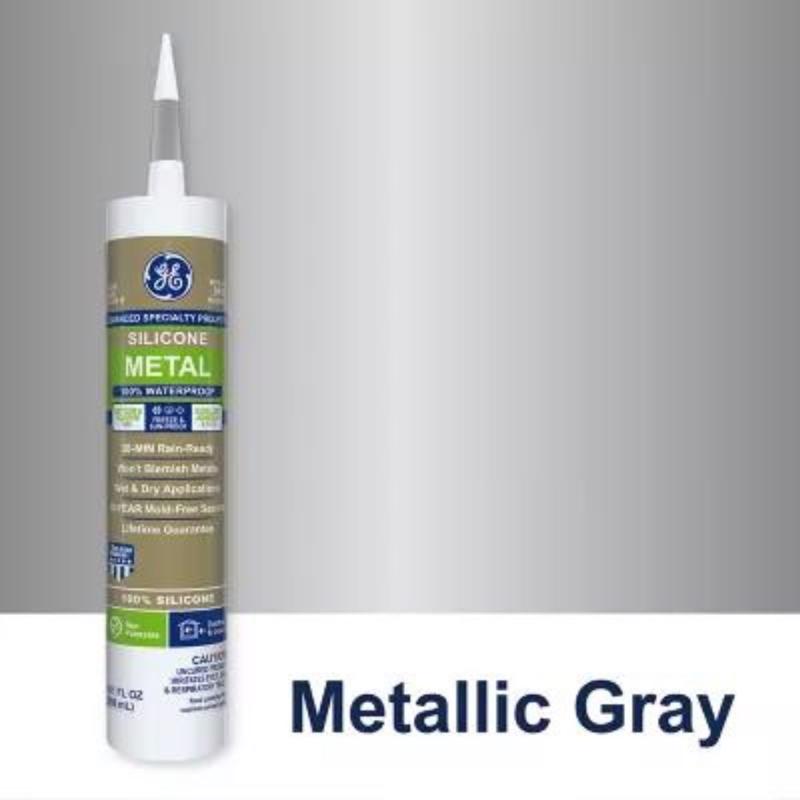 GE Advanced Gray Silicone 2 Metal Gutter Caulk Sealant 10.1 oz