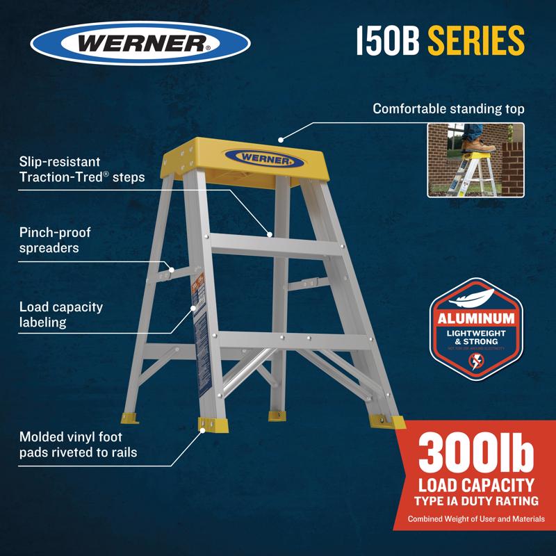 Werner 2 ft. H Aluminum Step Ladder Type IA 300 lb. capacity