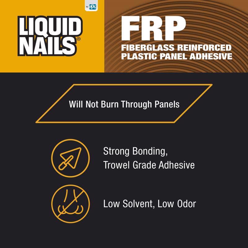 Liquid Nails FRP Fiberglass Reinforced Plastic Panel High Strength Acrylic Latex Adhesive 3.5 gal