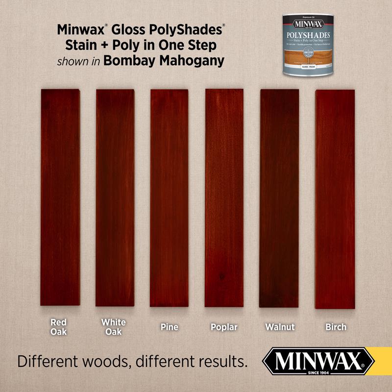 Minwax PolyShades Semi-Transparent Gloss Bombay Mahogany Stain/Polyurethane Finish 0.5 pt