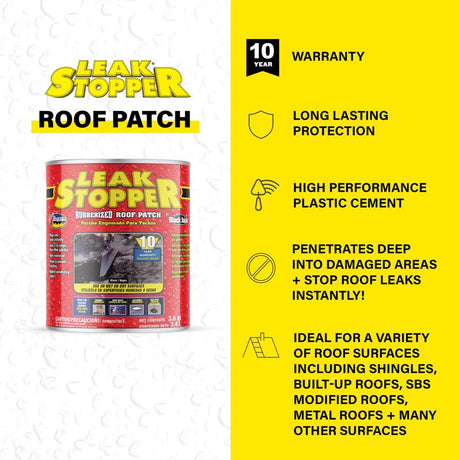 Leak Stopper Gloss Black Rubber Roof Patch 3.6 qt