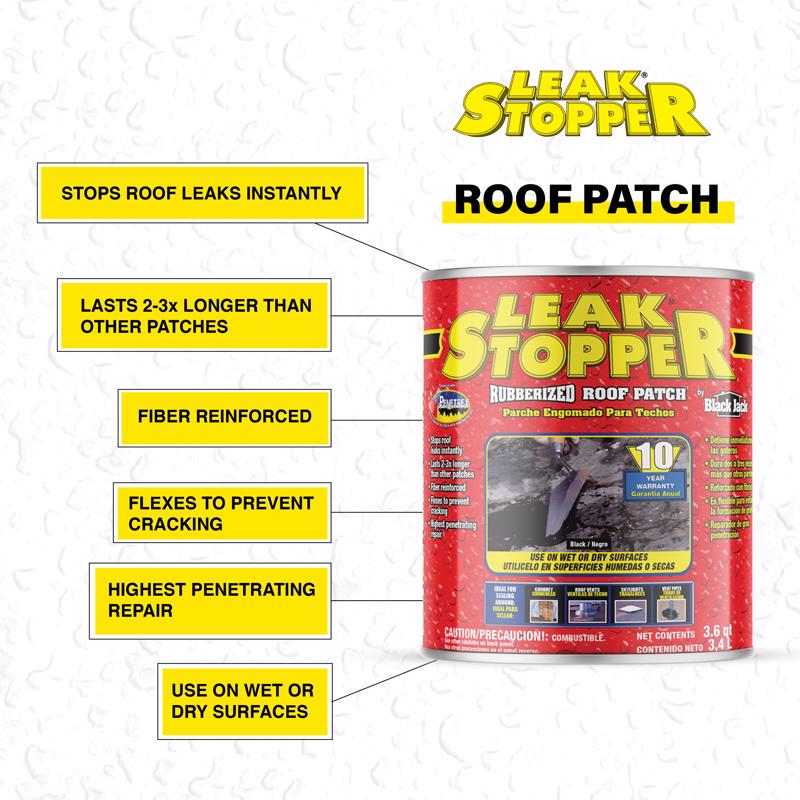 Leak Stopper Gloss Black Rubber Roof Patch 3.6 qt