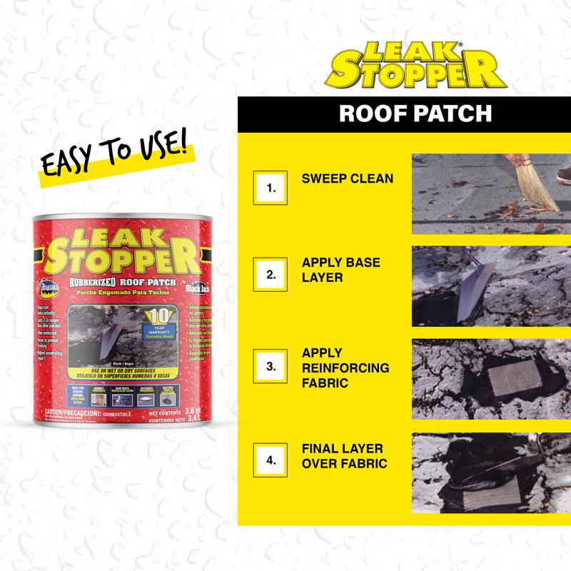 Leak Stopper Gloss Black Rubber Roof Patch 3.6 qt