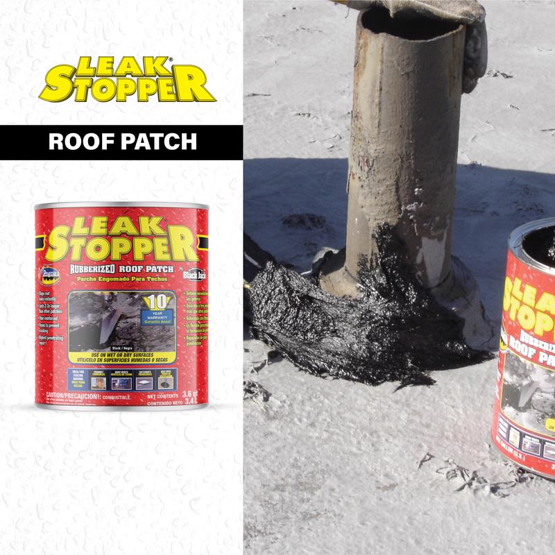 Leak Stopper Gloss Black Rubber Roof Patch 3.6 qt