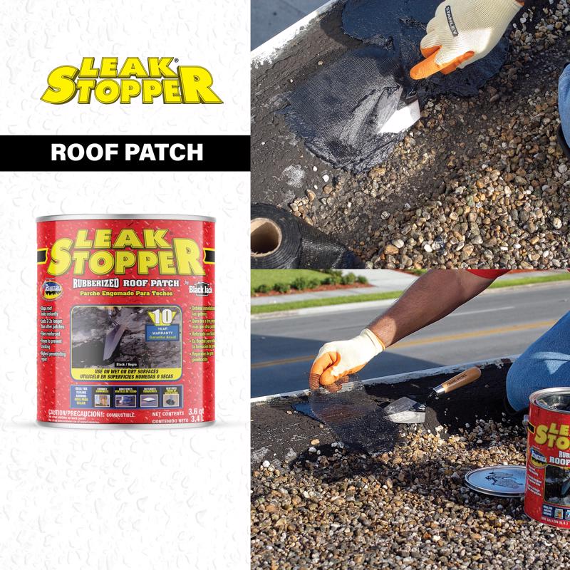 Leak Stopper Gloss Black Rubber Roof Patch 3.6 qt