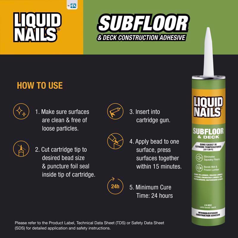 Liquid Nails Subfloor & Deck Acrylic Latex Construction Adhesive 10 oz