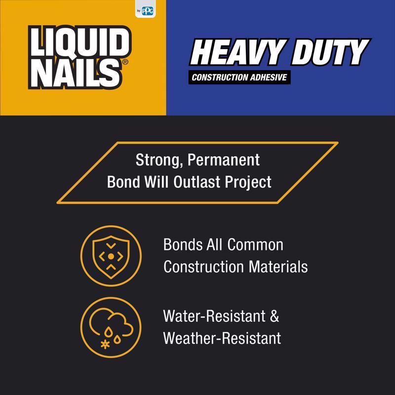 Liquid Nails Heavy Duty Acrylic Latex Construction Adhesive 10 oz