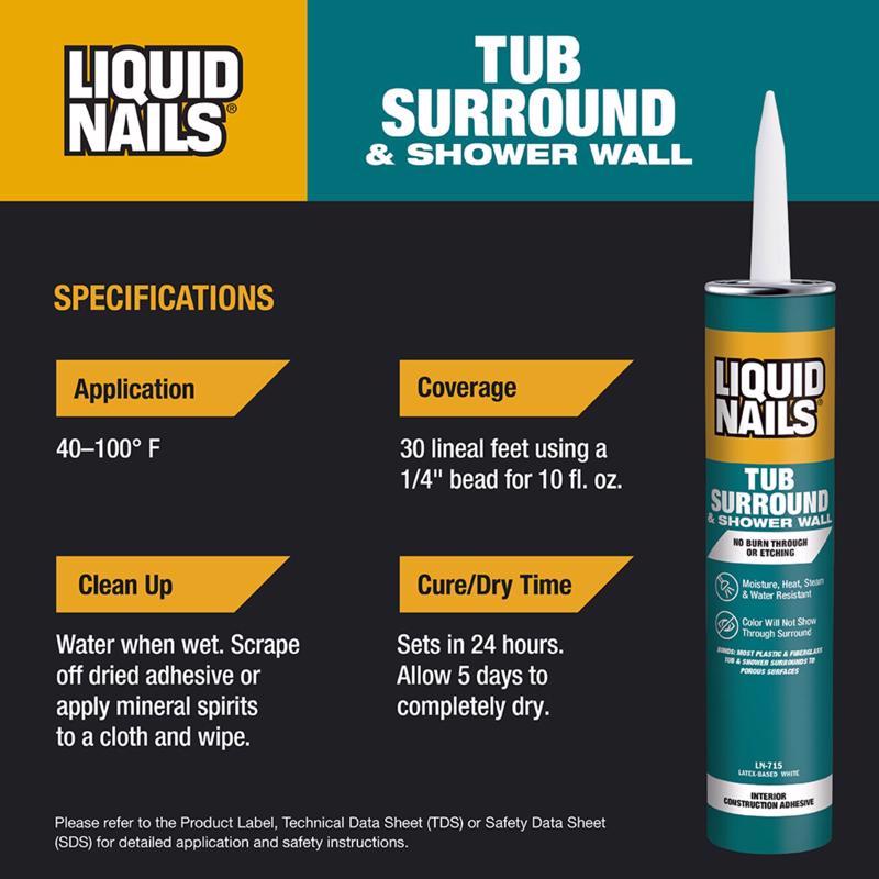Liquid Nails Tub Surround & Shower Wall High Strength Latex Adhesive 10 oz