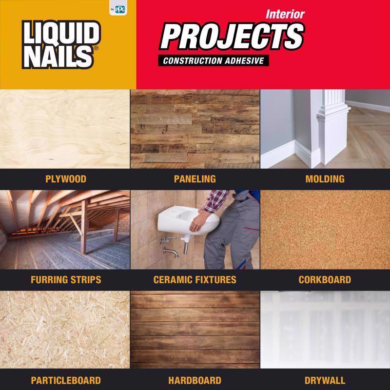 Liquid Nails Interior Projects Synthetic Rubber Construction Adhesive 10 oz