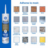 GE Advanced White Silicone 2 Window and Door Caulk Sealant 10.1 oz