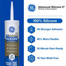 GE Advanced Clear Silicone 2 Window and Door Caulk Sealant 10.1 oz