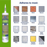 GE Advanced Light Gray Silicone 2 Concrete and Masonry Caulk Sealant 10.1 oz
