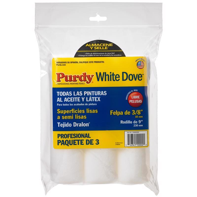 Purdy White Dove Woven Fabric 9 in. W X 3/8 in. Paint Roller Cover 3 pk