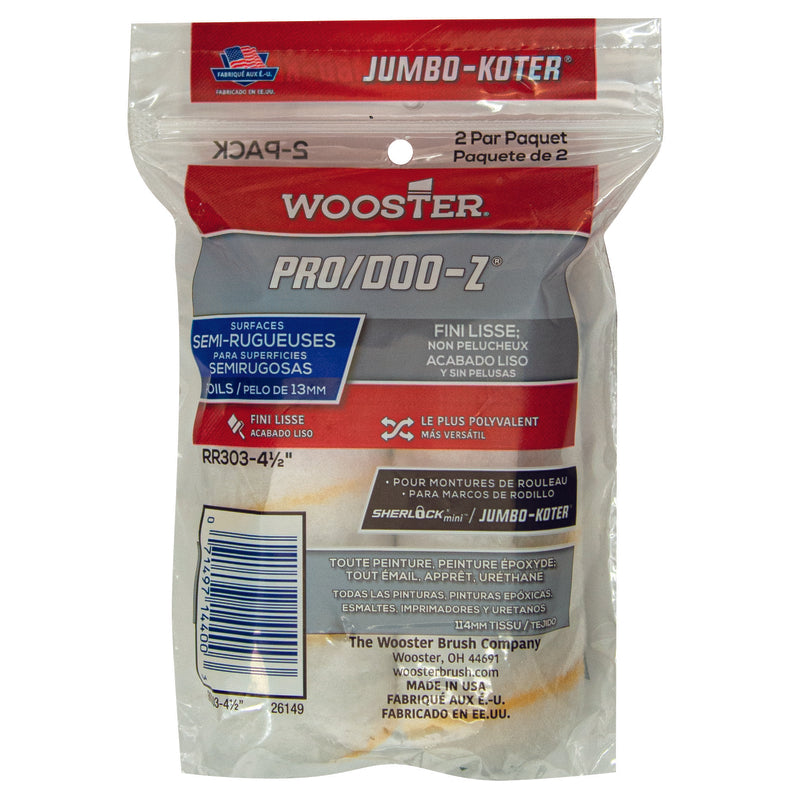 Wooster Pro/Doo-Z Woven 4 1/2 in. W X 1/2 in. Mini Paint Roller Cover 2 pk