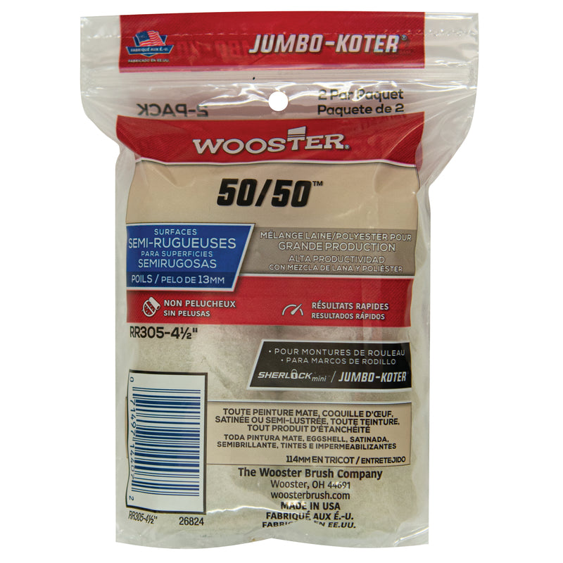 Wooster Jumbo-Koter Lambswool Polyester 4.5 in. W X 1/2 in. Mini Paint Roller Cover 2 pk