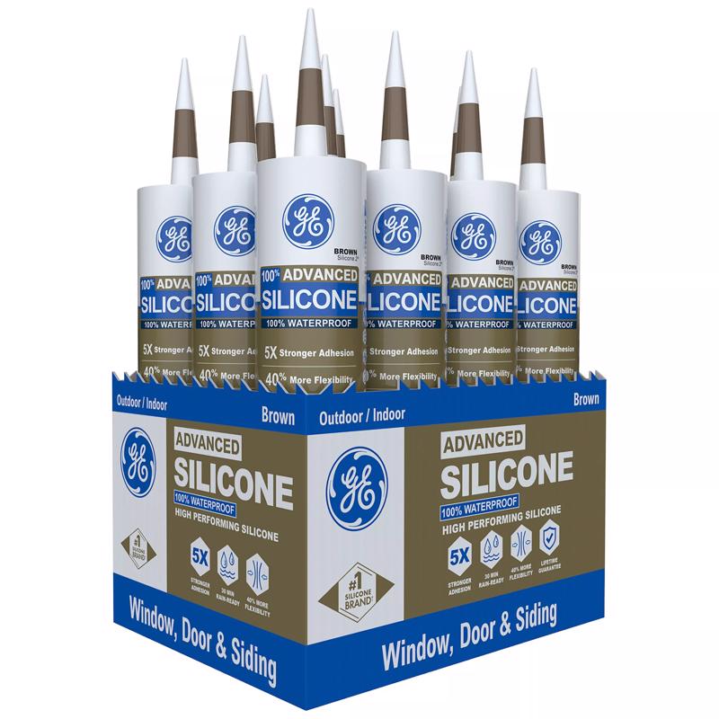 GE Advanced Brown Silicone 2 Window and Door Caulk Sealant 10.1 oz