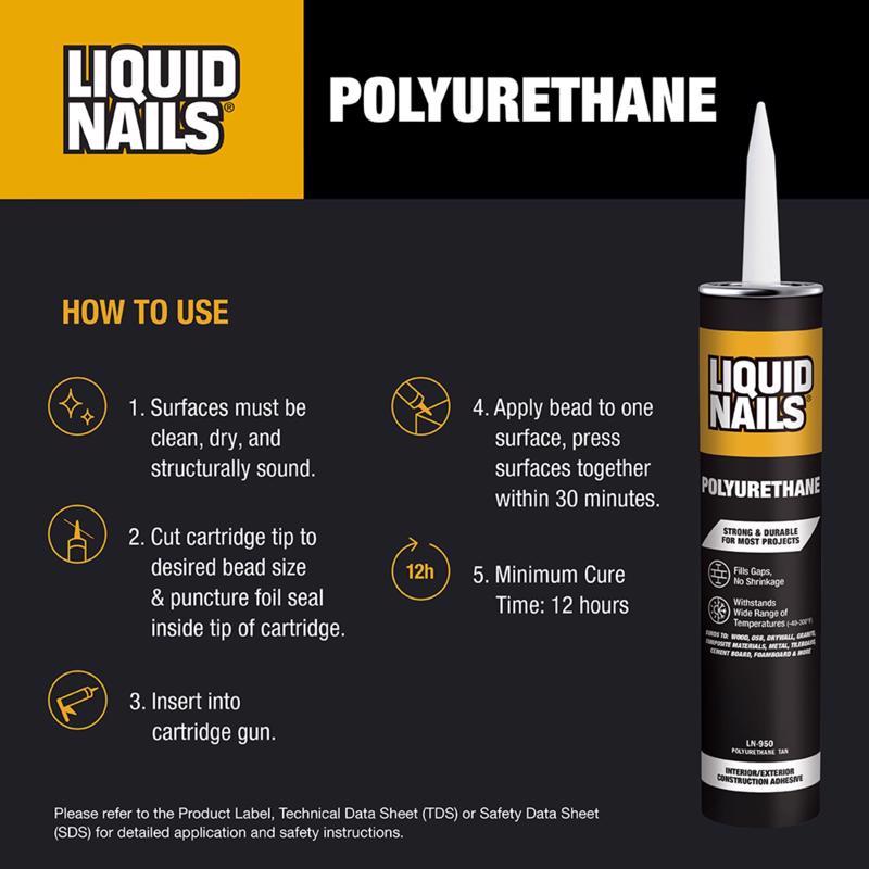 Liquid Nails Polyurethane Polyurethane Construction Adhesive 10 oz