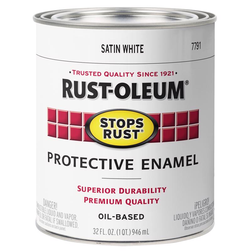 Rust-Oleum Stops Rust Indoor and Outdoor Satin White Oil-Based Protective Paint 1 qt