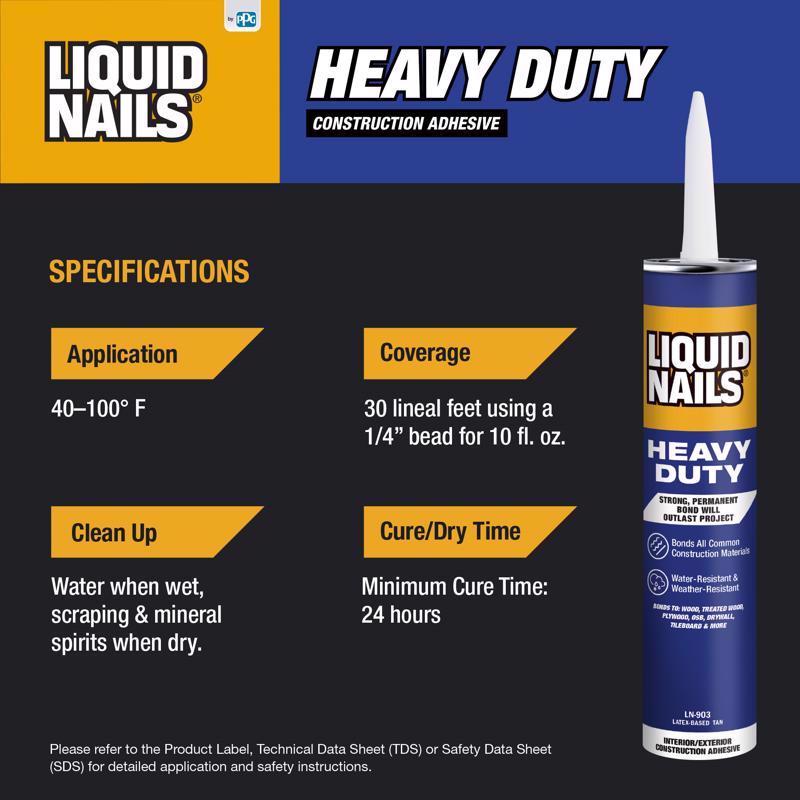 Liquid Nails Heavy Duty Acrylic Latex Construction Adhesive 28 oz