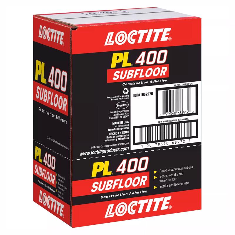 Loctite PL 400 Subfloor Adhesive Synthetic Latex Subfloor Construction Adhesive 10 oz