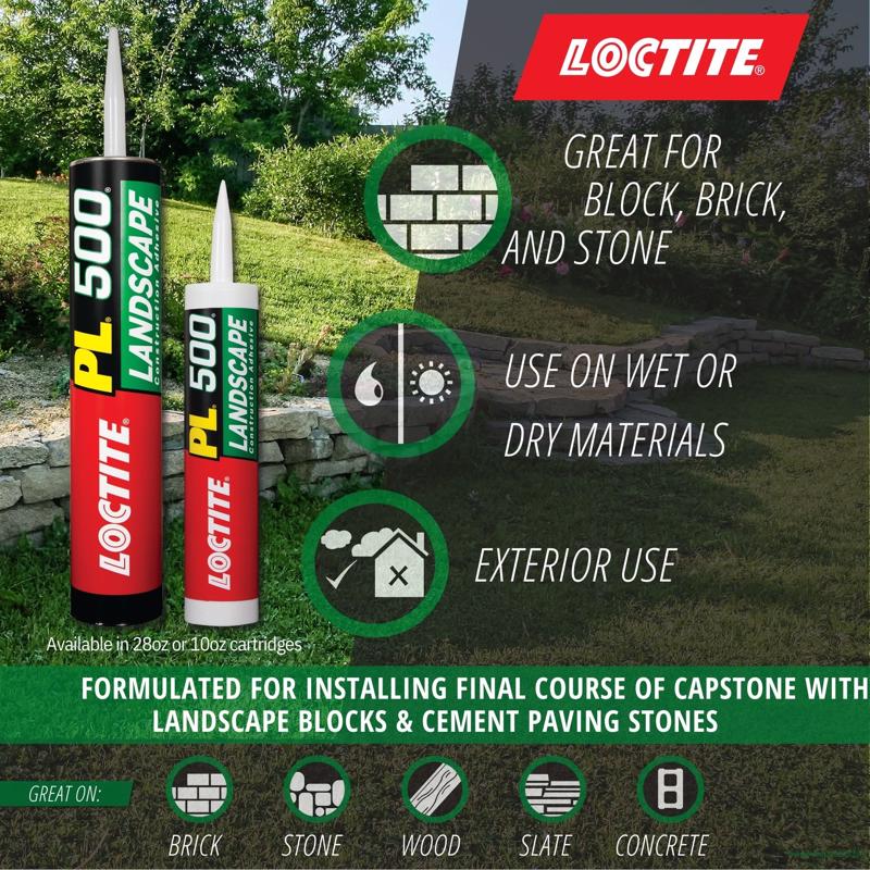 Loctite PL 500 Landscape Block Synthetic Rubber Construction Adhesive 10 oz