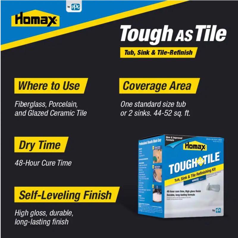 Homax Tough As Tile Gloss White Tub and Tile Refinishing Kit Interior 26 oz