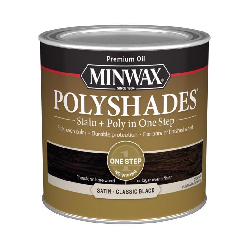 Minwax PolyShades Semi-Transparent Satin Classic Black Oil-Based Stain/Polyurethane Finish 0.5 pt