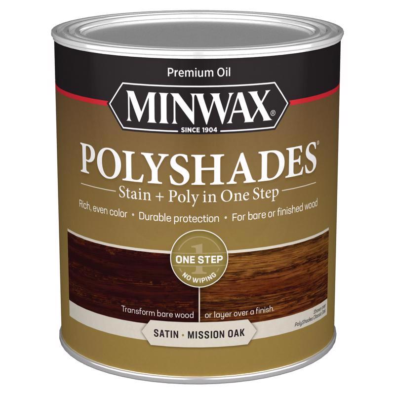 Minwax PolyShades Semi-Transparent Satin Mission Oak Oil-Based Stain/Polyurethane Finish 1 qt