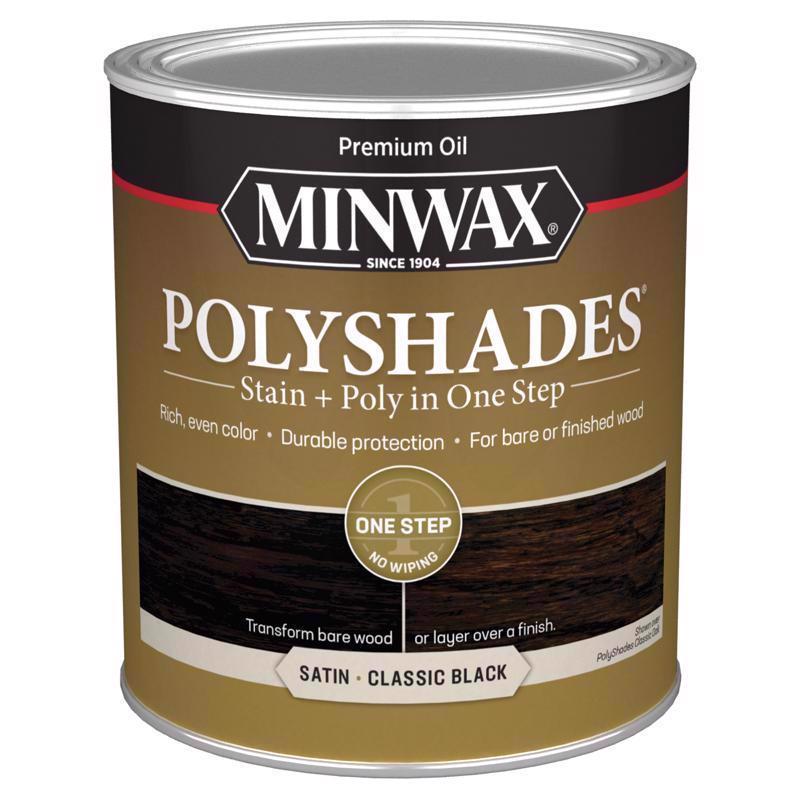 Minwax PolyShades Semi-Transparent Satin Classic Black Oil-Based Stain/Polyurethane Finish 1 qt