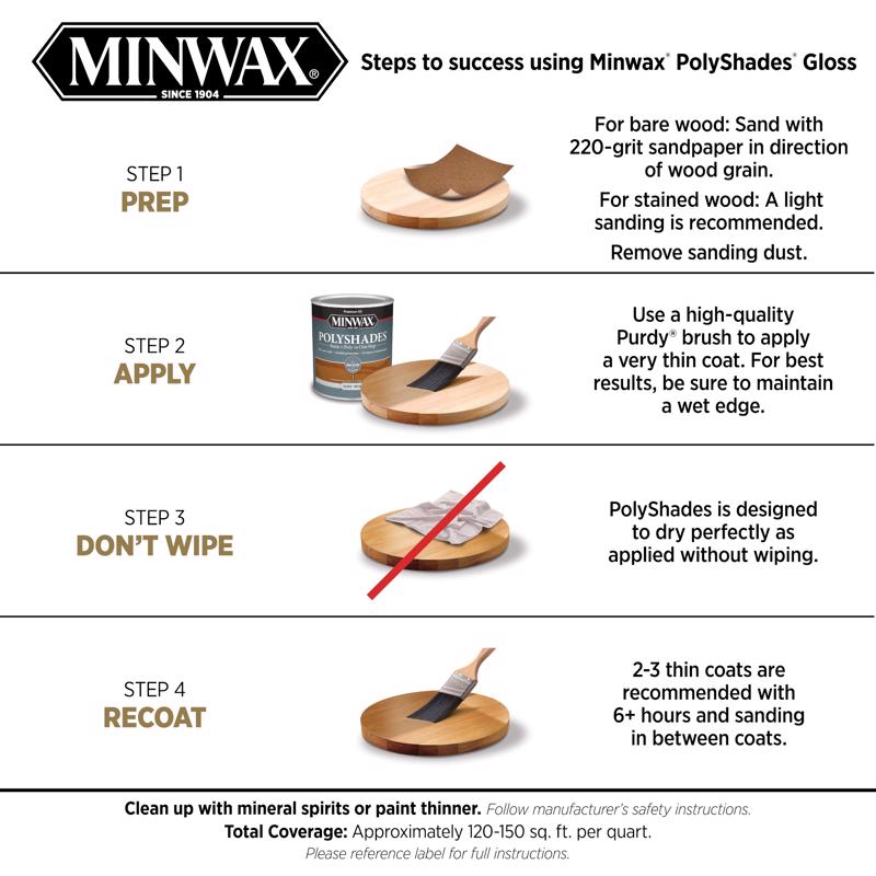 Minwax PolyShades Semi-Transparent Gloss American Chestnut Stain/Polyurethane Finish 0.5 pt