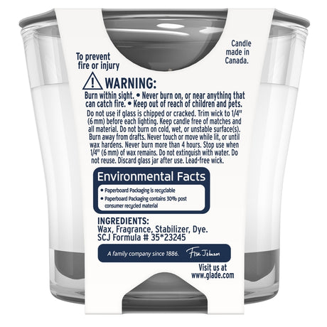 Glade Ivory Clean Linen Scent Jar Air Freshener Candle 3.4 oz
