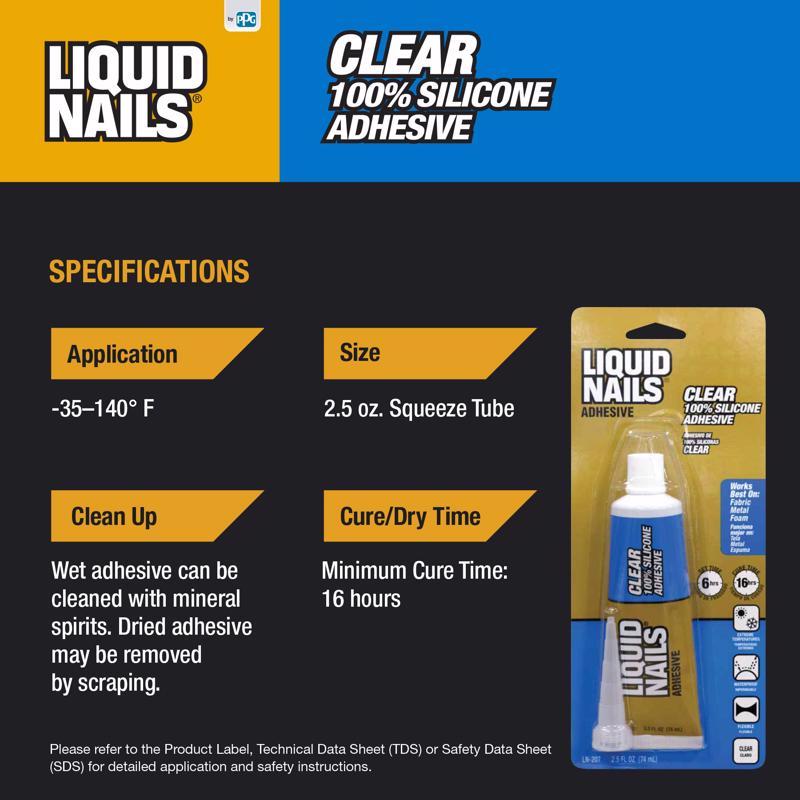 Liquid Nails Clear Small Projects High Strength Silicone Adhesive 2.5 oz
