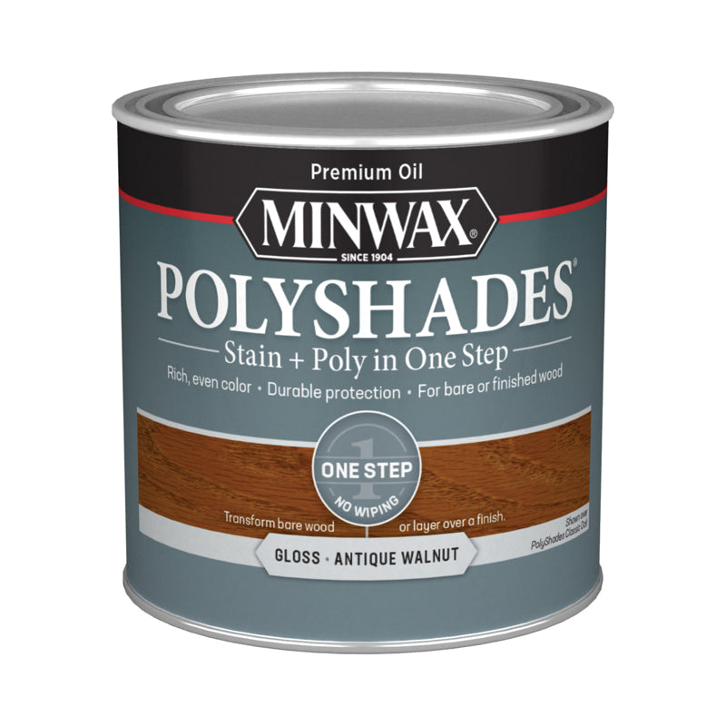 Minwax PolyShades Semi-Transparent Gloss Antique Walnut Stain/Polyurethane Finish 0.5 pt