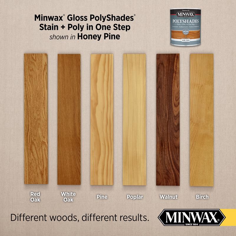 Minwax PolyShades Semi-Transparent Gloss Honey Pine Oil-Based Stain/Polyurethane Finish 1 qt