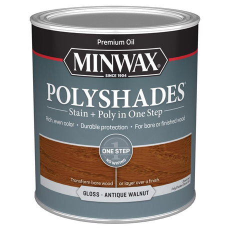 Minwax PolyShades Semi-Transparent Gloss Antique Walnut Oil-Based Stain/Polyurethane Finish 1 qt