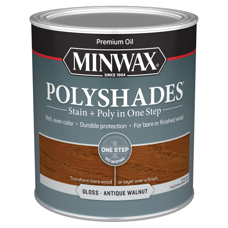 Minwax PolyShades Semi-Transparent Gloss Antique Walnut Oil-Based Stain/Polyurethane Finish 1 qt