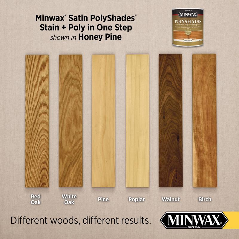 Minwax PolyShades Semi-Transparent Satin Honey Pine Oil-Based Stain/Polyurethane Finish 1 qt