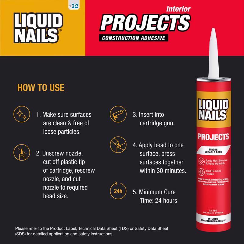Liquid Nails Interior Projects Acrylic Latex Construction Adhesive 10 oz