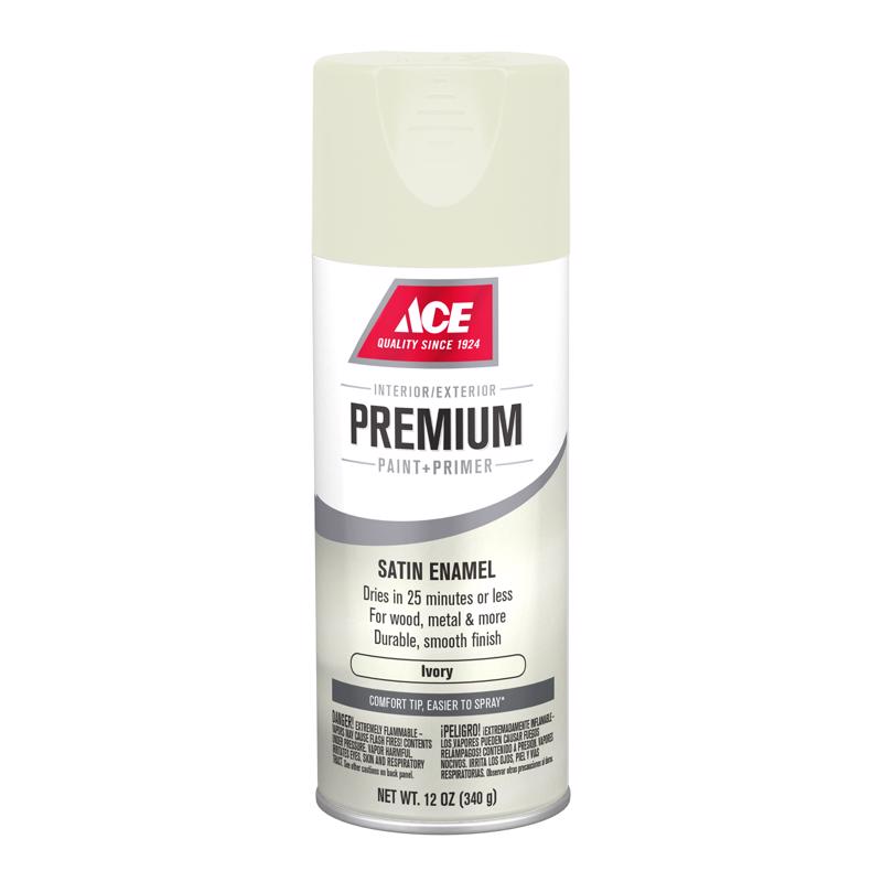 Ace Premium Satin Ivory Paint + Primer Enamel Spray 12 oz