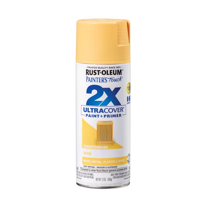 Rust-Oleum Painter's Touch 2X Ultra Cover Satin Summer Squash Paint+Primer Spray Paint 12 oz
