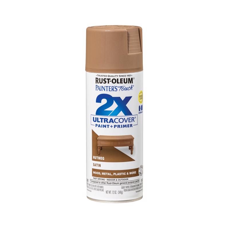 Rust-Oleum Painter's Touch 2X Ultra Cover Satin Nutmeg Paint+Primer Spray Paint 12 oz