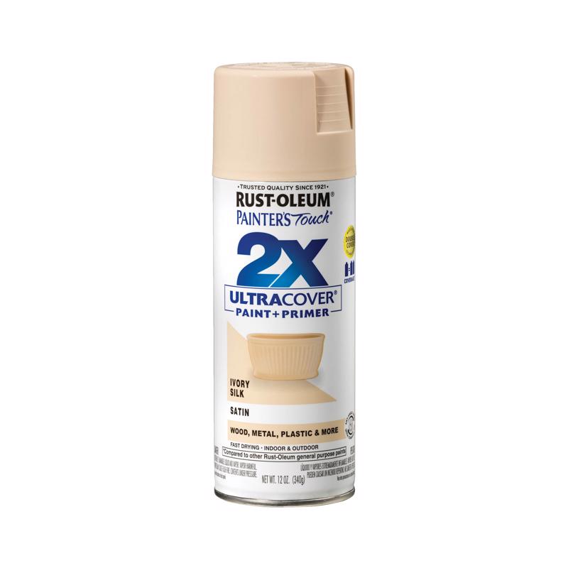Rust-Oleum Painter's Touch 2X Ultra Cover Satin Ivory Silk Paint+Primer Spray Paint 12 oz