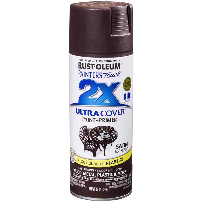 Rust-Oleum Painter's Touch 2X Ultra Cover Satin Espresso Paint+Primer Spray Paint 12 oz