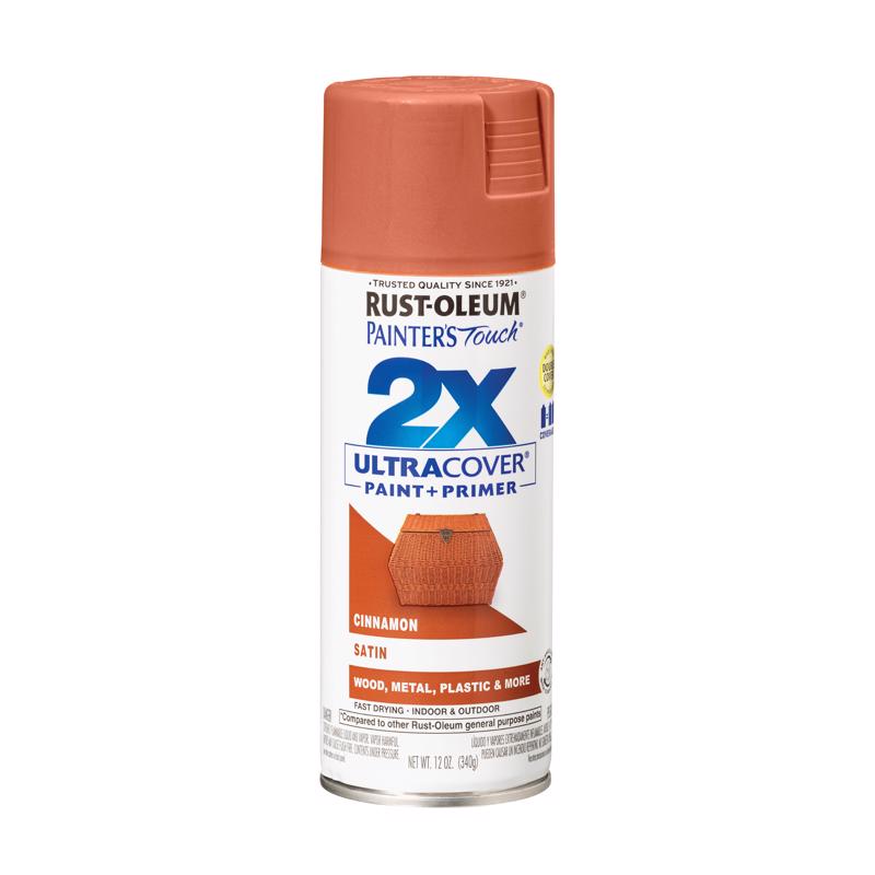 Rust-Oleum Painter's Touch 2X Ultra Cover Satin Cinnamon Paint+Primer Spray Paint 12 oz